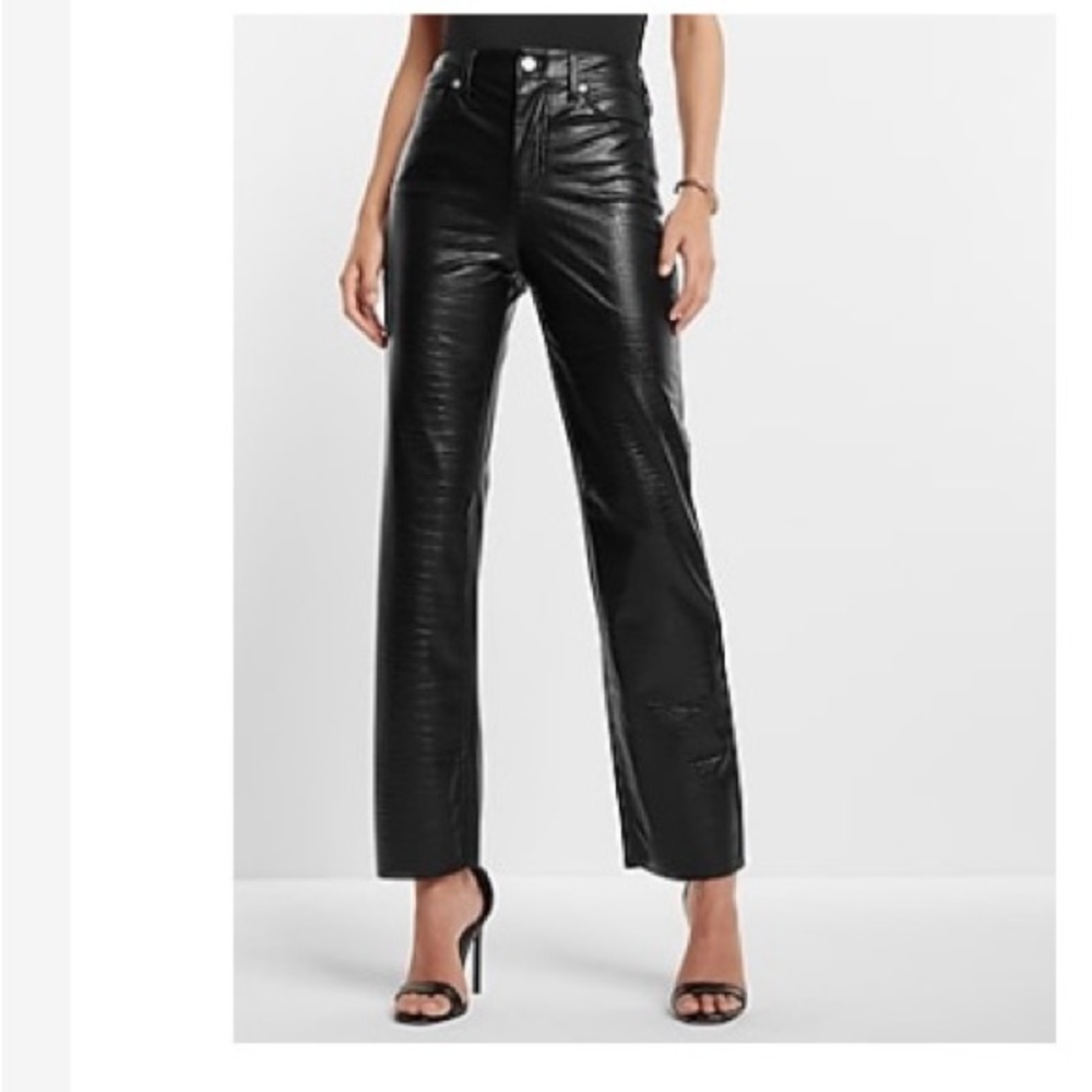 Faux leather croc petite pants